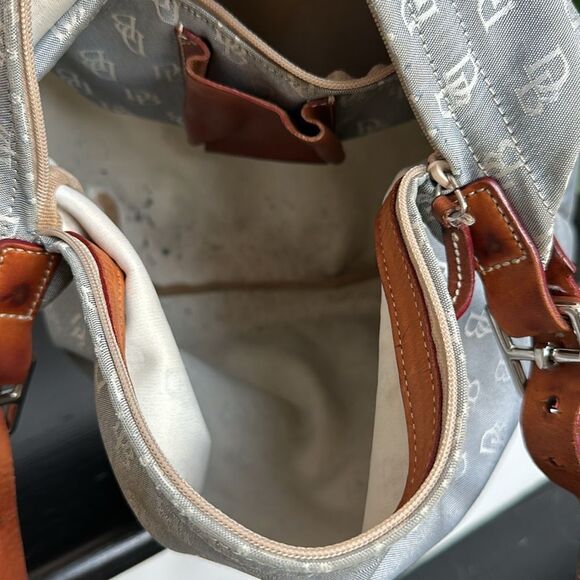 Dooney & Bourke genuine leather signature canvas shoulder handbag purse neutral - Picture 14 of 15
